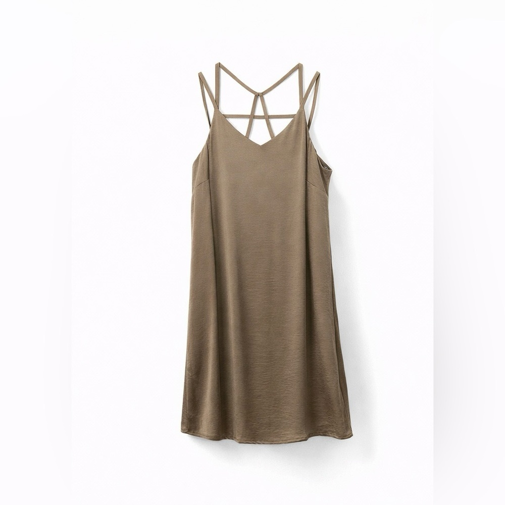 🤎 NWOT! Strappy Crepe Satin Mini Dress